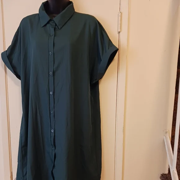 Shein Dresses | Shein Shirt Dress Xl Emerald Green Color, Nwot | Color: Green | Size: Xl | Timeofplenty's Closet Shein Dresses | Shein Shirt Dress Xl Emerald Green Color, Nwot | Color: Green | Size: Xl | Timeofplenty's Closet